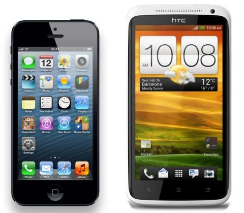 iPhone 5  HTC One X