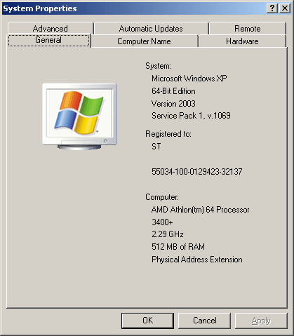 Windows XP 64 bit