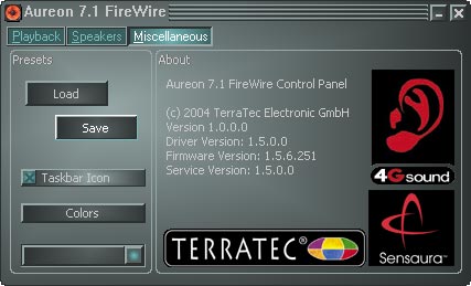 Программное обеспечение Terratec Aureon 7.1 FireWire