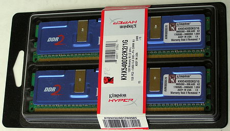 Kingston HyperX PC2-5400 CL4 2 x 512 Mb (KHX5400D2K2/1G)