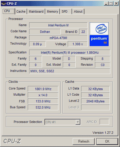 CPUZ cpu HP Compaq nc6220