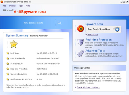 Microsoft AntiSpyware Beta 1