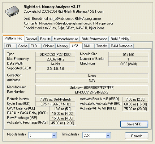 RightMark Memory Analyzer 1024 Mb