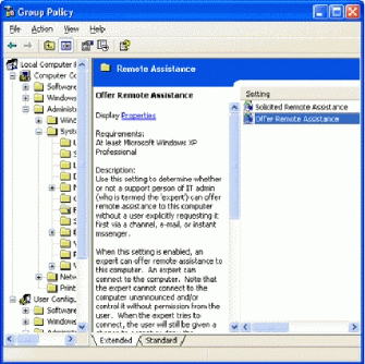 Figure 1: Using the Group Policy snap-in in Windows XP