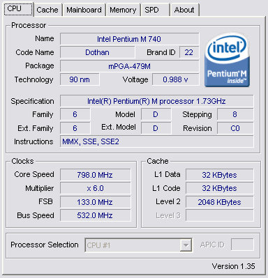 HP 500:  Pentium M 740