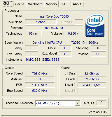  Intel Core Duo T2050