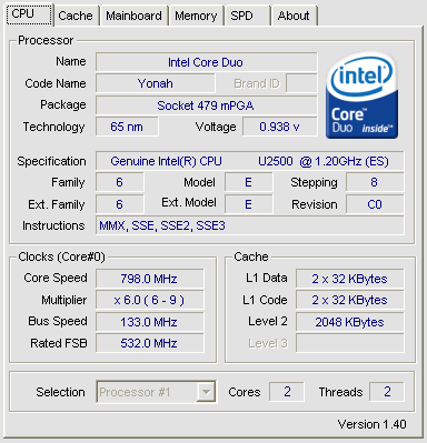 LG C1:  Intel Core Duo U2500