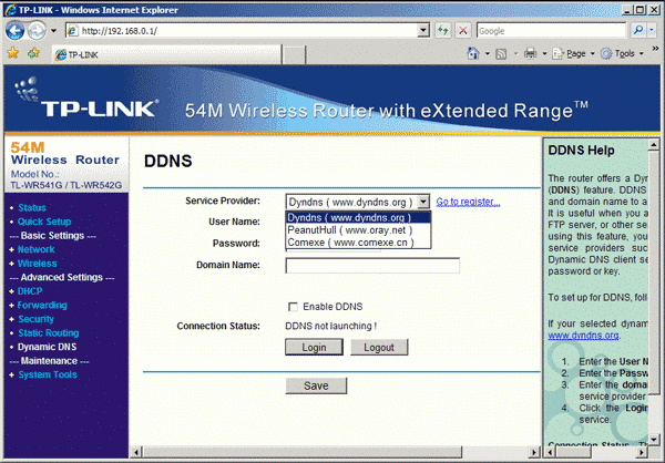 TP-Link TL-WR542G:  DNS