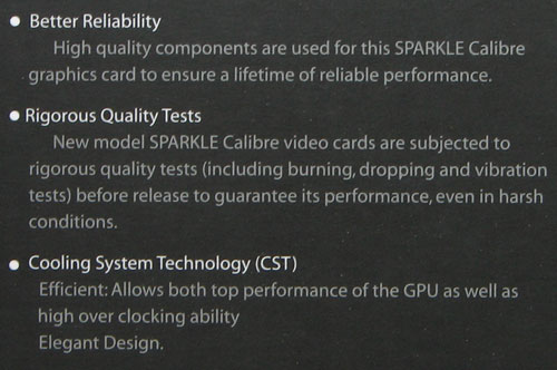 Sparkle Calibre 8600GT 512 Mb features