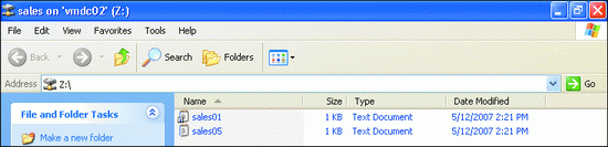 Рис. 4 В Windows XP доступные файлы отображаются только после отключения от сети