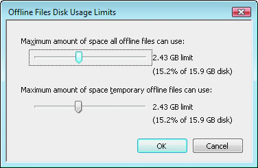 Рис. 8 Свободное пространство для автономных файлов Windows Vista