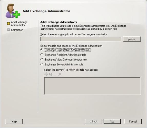  2:  Add Exchange Administrator