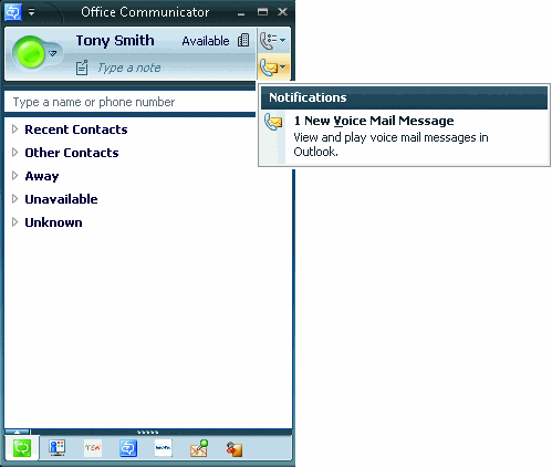 Figure 5 Voicemail notification in Office Communicator