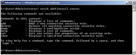  2: netsh advfirewall  consec