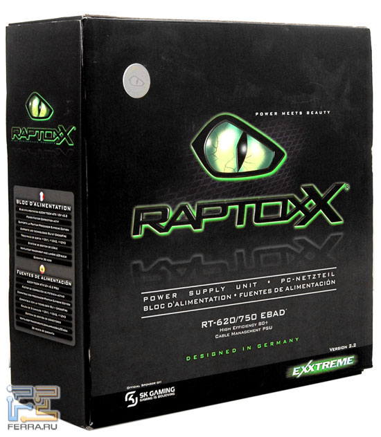 Упаковка блока питания RAPTOXX  RT-750EBAD