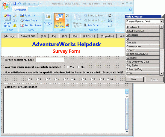 Рис. Б Вкладка разработчика в Outlook 2007