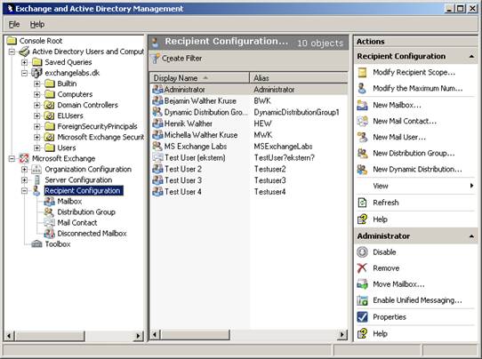  10:   Exchange  Active Directory Management Console