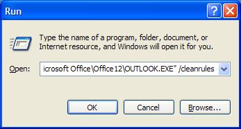  3:  Outlook.exe /cleanrules