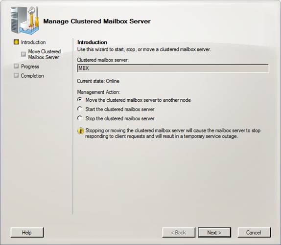  16:  Manage Clustered Mailbox Server